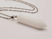 Load image into Gallery viewer, Elegant Milky Quartz Point Necklace - 18 Inches Silver Tone
