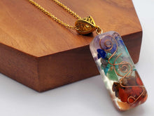 Load image into Gallery viewer, 7 Chakras Orgonite Necklace: Daily Necklace Orogonite Orgone necklace
