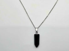 Load image into Gallery viewer, Elegant Black Obsidian Point Necklace - Silver Tone Perfect gift
