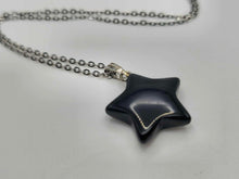 Load image into Gallery viewer, Elegant Black Obsidian Star Necklace For Every Occasion Silver Tone
