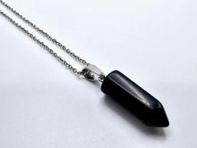 Load image into Gallery viewer, Elegant Black Obsidian Point Necklace - Silver Tone Perfect gift
