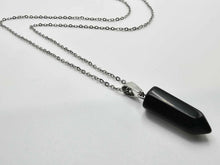 Load image into Gallery viewer, Elegant Black Obsidian Point Necklace - Silver Tone Perfect gift
