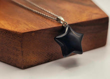 Load image into Gallery viewer, Elegant Black Obsidian Star Necklace For Every Occasion Silver Tone
