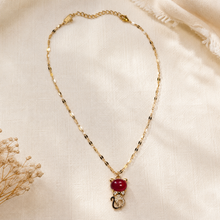 Load image into Gallery viewer, Red Kitten Necklace, Gold Tone Cat Pendant with Crystal Accents, 18 Inch Adjustable Stainless Steel Jewelry Gift for Cat Lover
