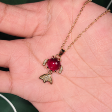 Load image into Gallery viewer, Red Fish Pendant Necklace, Gold Tone Crystal Fish Charm, 18 Inch Adjustable Stainless Steel Jewelry Gift for Her
