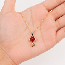 Load image into Gallery viewer, Red Fish Pendant Necklace, Gold Tone Crystal Fish Charm, 18 Inch Adjustable Stainless Steel Jewelry Gift for Her
