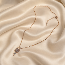 Load image into Gallery viewer, Rose Gold Lock and Key Necklace, Sparkling Padlock Pendant, Dainty 18-Inch Adjustable Chain, Romantic Gift for Her
