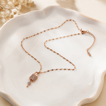 Load image into Gallery viewer, Rose Gold Lock and Key Necklace, Sparkling Padlock Pendant, Dainty 18-Inch Adjustable Chain, Romantic Gift for Her
