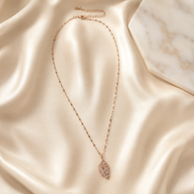 Load image into Gallery viewer, Rose Gold Crystal Leaf Necklace, Cubic Zirconia Pendant, Stainless Steel, 18 Inch Adjustable Gift for Her
