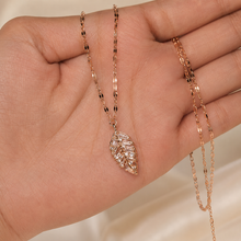 Load image into Gallery viewer, Rose Gold Crystal Leaf Necklace, Cubic Zirconia Pendant, Stainless Steel, 18 Inch Adjustable Gift for Her
