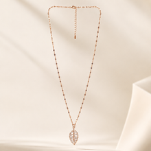 Load image into Gallery viewer, Rose Gold Crystal Leaf Necklace, Cubic Zirconia Pendant, Stainless Steel, 18 Inch Adjustable Gift for Her
