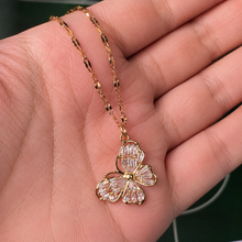 Load image into Gallery viewer, Gold Butterfly Necklace, Sparkling Crystal Pendant, 18 Inch Adjustable Chain, Delicate Jewelry Gift for Her
