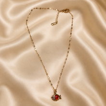 Load image into Gallery viewer, Red Fish Necklace, Sparkling Gold Fish Pendant, Stainless Steel, 18 Inch Adjustable Ocean Jewelry Gift for Her
