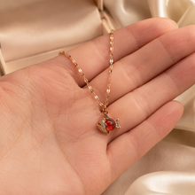 Load image into Gallery viewer, Red Fish Necklace, Sparkling Gold Fish Pendant, Stainless Steel, 18 Inch Adjustable Ocean Jewelry Gift for Her
