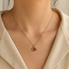 Load image into Gallery viewer, Red Fish Necklace, Sparkling Gold Fish Pendant, Stainless Steel, 18 Inch Adjustable Ocean Jewelry Gift for Her
