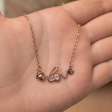 Load image into Gallery viewer, Rose Gold Love Necklace, Strawberry Charm and Clear CZ Pendant, 18 Inch Adjustable Stainless Steel Gift for Her
