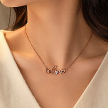Load image into Gallery viewer, Rose Gold Love Necklace, Strawberry Charm and Clear CZ Pendant, 18 Inch Adjustable Stainless Steel Gift for Her
