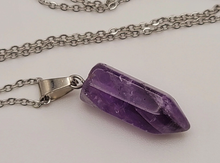 Load image into Gallery viewer, Amethyst Point crystal Necklace , Amethyst Silver pendant necklace
