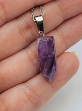 Load image into Gallery viewer, Amethyst Point crystal Necklace , Amethyst Silver pendant necklace
