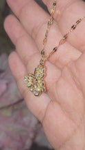 Load and play video in Gallery viewer, Gold Butterfly Necklace, Sparkling Crystal Pendant, 18 Inch Adjustable Chain, Delicate Jewelry Gift for Her
