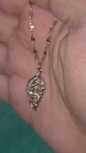 Load and play video in Gallery viewer, Rose Gold Crystal Leaf Necklace, Cubic Zirconia Pendant, Stainless Steel, 18 Inch Adjustable Gift for Her
