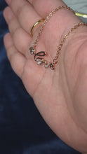 Load and play video in Gallery viewer, Rose Gold Love Necklace, Strawberry Charm and Clear CZ Pendant, 18 Inch Adjustable Stainless Steel Gift for Her
