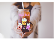 Load image into Gallery viewer, Milk Tea Stars | Boho Kawaii Coffee Glass | Aesthetic Coffee Glass | 16 oz
