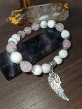 Load image into Gallery viewer, Angel Wing Bracelet Natural Pink Quartz - Self Love &amp; Romance
