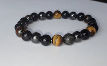 Load image into Gallery viewer, Triple Protection Bracelet For  Luck And Prosperity. Hematite - Black Obsidian - Tiger Eye
