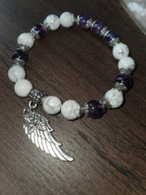 Load image into Gallery viewer, Silver Color Amethyst Angel Wing Bracelet - Tranquiller, Balance, Spiritual awareness
