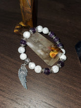 Load image into Gallery viewer, Silver Color Amethyst Angel Wing Bracelet - Tranquiller, Balance, Spiritual awareness
