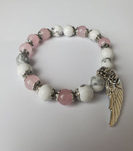 Load image into Gallery viewer, Angel Wing Bracelet Natural Pink Quartz - Self Love &amp; Romance
