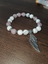 Load image into Gallery viewer, Angel Wing Bracelet Natural Pink Quartz - Self Love &amp; Romance
