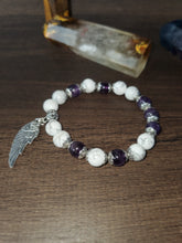 Load image into Gallery viewer, Silver Color Amethyst Angel Wing Bracelet - Tranquiller, Balance, Spiritual awareness
