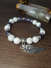 Load image into Gallery viewer, Silver Color Amethyst Angel Wing Bracelet - Tranquiller, Balance, Spiritual awareness
