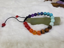 Load image into Gallery viewer, Adjustable 7 Chakra Bracelet, , Meditation Healing, Crystal Healing, Beaded Bracelet 8mm
