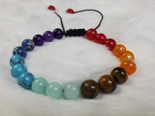 Load image into Gallery viewer, Adjustable 7 Chakra Bracelet, , Meditation Healing, Crystal Healing, Beaded Bracelet 8mm
