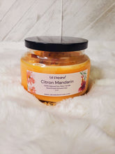 Load image into Gallery viewer, Citron Mandarin Natural Soy Wax Candle Highly Scented with Carnelian Crystals
