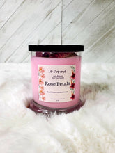Load image into Gallery viewer, Rose Petals Natural Soy Wax Candle Highly Scented with Rose Quartz Crystals
