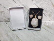 Load image into Gallery viewer, Druzy Necklace &amp; Earrings Gift Set White
