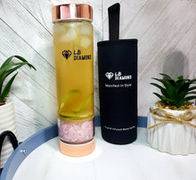 Load image into Gallery viewer, Crystal Glass Gem Water Bottle with Tea Infuser Wellness Glass Stainless Steel
