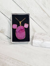Load image into Gallery viewer, Druzy Necklace &amp; Earrings Gift Set Amethyst
