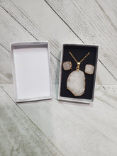 Load image into Gallery viewer, Druzy Necklace &amp; Earrings Gift Set White
