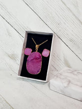 Load image into Gallery viewer, Druzy Necklace &amp; Earrings Gift Set Amethyst
