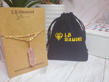 Load image into Gallery viewer, Gold Wire Wrapped Rose Quartz Healing Crystal Point Necklace
