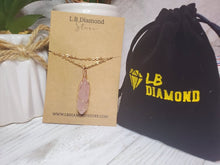 Load image into Gallery viewer, Gold Wire Wrapped Rose Quartz Healing Crystal Point Necklace
