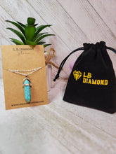 Load image into Gallery viewer, Turquoise Healing Crystal Point Necklace Gold tone
