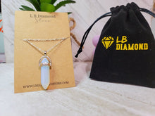 Load image into Gallery viewer, Opal Healing Crystal Point Necklace Gold tone Handmade
