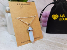 Load image into Gallery viewer, Opal Healing Crystal Point Necklace Gold tone Handmade
