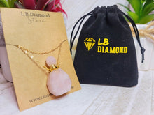 Load image into Gallery viewer, Perfume Bottle Crystal Rose Quartz Necklace Handmade, Genuine Stone
